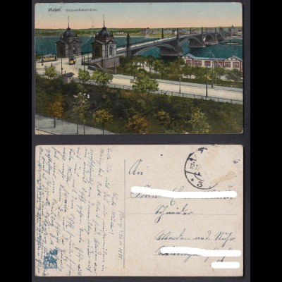 Ansichtskarte Mainz Strassenbahnbrücke 1915