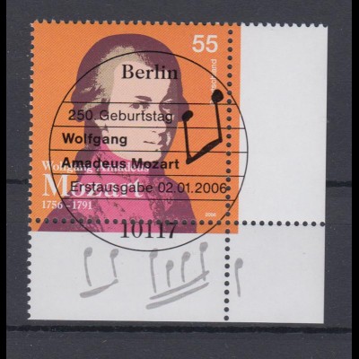 Bund 2512 Eckrand rechts unten 250. Geburts. W. Amadeus Mozart 55 C ESST Berlin
