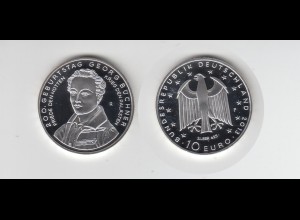 Silbermünze 10 Euro spiegelglanz 2013 200. Geburtstag Georg Büchner 