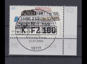 Bund 2551 Eckrand rechts unten einheitliche dt. Kfz Kennzeichen 45 C ESST Berlin