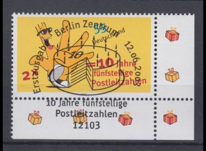 Bund 2344 Eckrand rechts unten 10 Jahre fünfstellige Postleitzahl 55 C ESST 