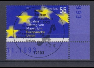 Bund 2373 Eckrand rechts unten 10 Jahre Vertrag von Maastrich 55 C ESST Berlin