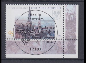 Bund 2376 Eckrand rechts unten 800 Jahre Landshut 45 Cent ESST Berlin