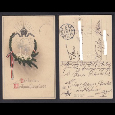 Ansichtskarte Die besten Weihnachtsgrüsse gestempelt Mainz 1914