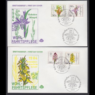 Bund 2 FDC`s mit 1225-1226 Wohlfahrt Orchideen mit ESST 18.10.1984