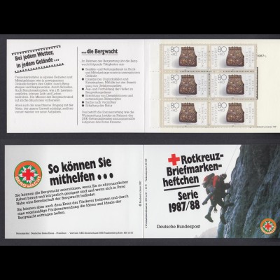 Bund Rotes Kreuz Wohlfahrt Markenheftchen 5x 1336 80+ 40 Pf 1987/88 postfrisch