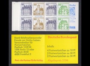 Bund Markenheftchen 22 I f RZ 1 Burgen + Schlösser 1980 postfrisch