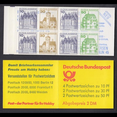 Bund Markenheftchen 22 I z Burgen + Schlösser 1980 postfrisch 
