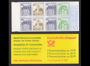 Bund Markenheftchen 22 I v Burgen + Schlösser 1980 breiter Rand postfrisch 