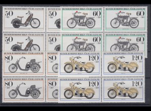 Berlin 694-697 4er Block Historische Motorräder kompletter Satz postfrisch