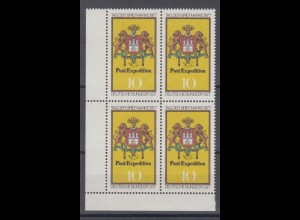 Bund 948 Eckrand links unten 4er Block Tag der Briefmarke 10 Pf postfrisch