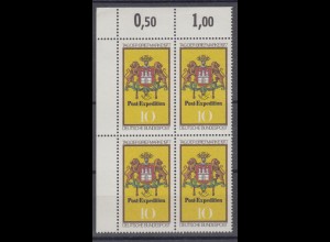 Bund 948 Eckrand links oben 4er Block Tag der Briefmarke 10 Pf postfrisch