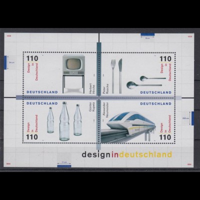 Bund Block 50 Design in Deutschland 4x 110 Pf postfrisch