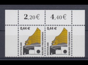 Bund 2298 Eckrand oben links + rechts waagerechtes Paar SWK 44 Cent postfrisch