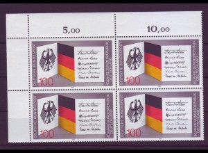 Bund 1421 Eckrand links oben 4er Block Bundesrepublik Deutschland 100 Pf **