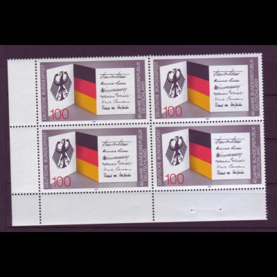 Bund 1421 Eckrand links unten 4er Block Bundesrepublik Deutschland 100 Pf **