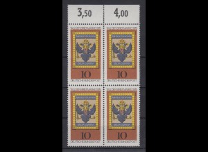 Bund 903 mit Oberrand 4er Block Tag der Briefmarke 10 Pf postfrisch