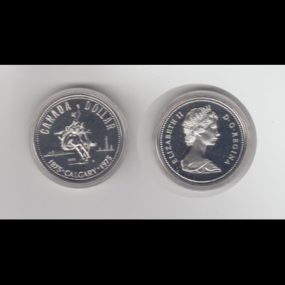 Silbermünze Kanada 1 Dollar 1975 Calgary stempelglanz