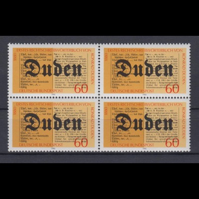 Bund 1039 4er Block 100 Jahre Konrad Duden 60 Pf postfrisch 