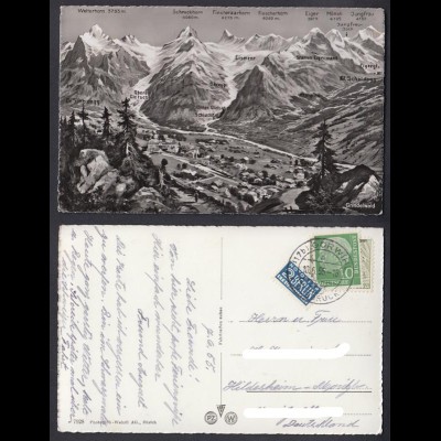 Ansichtskarte Grindelwald mit Bergansicht gestempelt Görwihl 