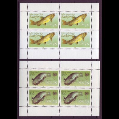 DDR Klbg. 3095-3096 I Süßwasserfische 5 Pf + 10 Pf postfrisch