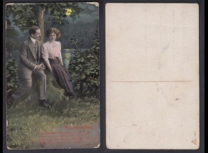 Ansichtskarte Nachtzauber Spruch mit Frau und Mann Karte nicht gelaufen