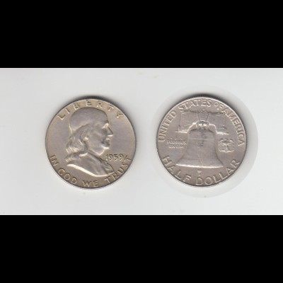 Silbermünze USA 1/2 Dollar Franklin 1959 /2