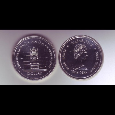 Silbermünze Kanada 1 Dollar 1977 Thronbesteigung stempelglanz