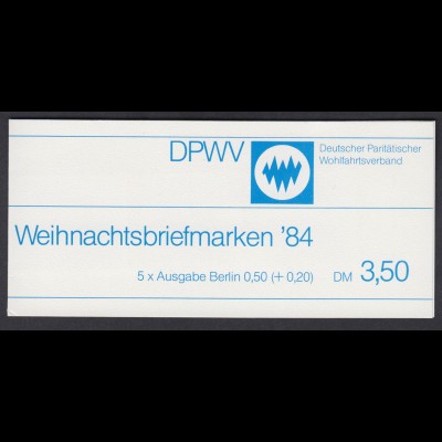 Berlin Markenheftchen Paritätischer Wohlfahrtsverband 5x 729 50+ 20 Pf 1984 **