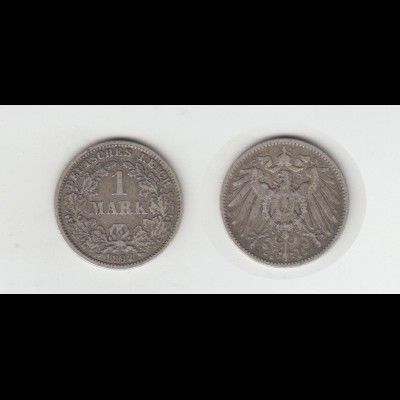 Silbermünze Kaiserreich 1 Mark 1892 G Jäger Nr. 17 /46