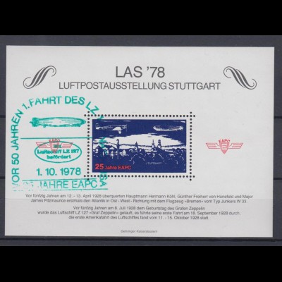 Vignette Luftpostausstellung Stuttgart LAS 1978 25 Jahre EAPC gestempelt