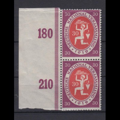 Deutsches Reich 110c mit Seitenrand senkrechtes Paar Maurer 30 Pf postfrisch