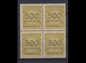 Deutsches Reich 324 AP 4er Block Ziffern im Kreis 500 Mio M postfrisch