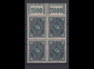 Deutsches Reich 209 W mit Oberrand 4er Block Posthorn zweifarbig 50 M ** /1 