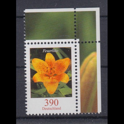Bund 2534 Eckrand rechts oben Blumen Feuerlilie 390 Cent postfrisch