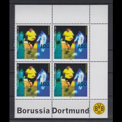Bund 1879 Eckrand rechts 4er Block Dt. Fußballmeister Borussia Dortmund 100 Pf**