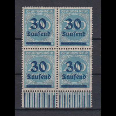 Deutsches Reich 285 Unterrand 4er Block Ziffern 30 Tsd auf 200 M ** /2 