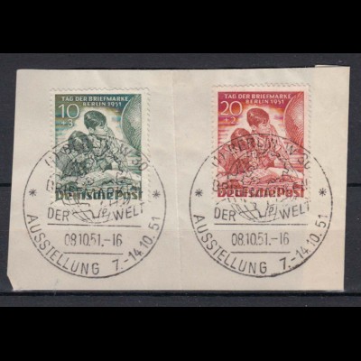 Berlin 80-81 Tag der Briefmarke 1951 Berlin mit Sonderstempel auf Briefstück
