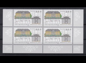 Bund 1913 Eckrand unten rechts+links 4er Block UNESCO-Welterbe 100 Pf postfrisch