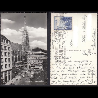 Ansichtskarte Wien Österreich Blick zum Stephansdom 1958