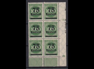 Deutsches Reich 288 Eckrand rechts unten 6er Bl. mit HAN 75 Tsd auf 1000 M **