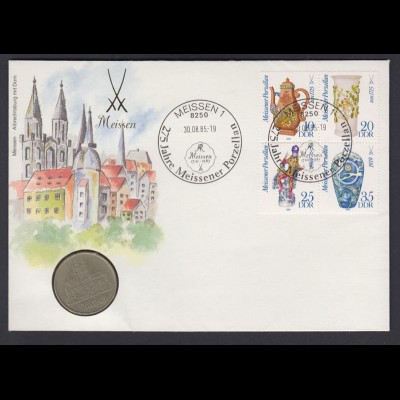 Numisbrief DDR 275 Jahre Meissener Porzellan mit 5 Mark Meißen 1972