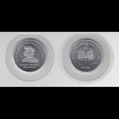 Silbermünze 20 Euro 2016 175 Jahre Deutschland stempelglanz