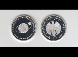 Silbermünze 10 Euro spiegelglanz 2004 Fussball Weltmeisterschaft 