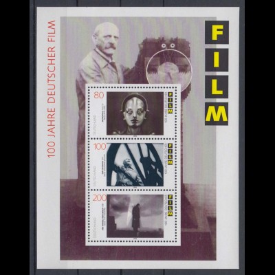 Bund Block 33 100 Jahre deutscher Film 80, 100 + 220 Pf postfrisch