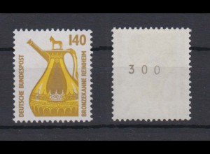 Bund 1401 u RM mit gerader Nummer SWK 140 Pf postfrisch gelbe Gummierung