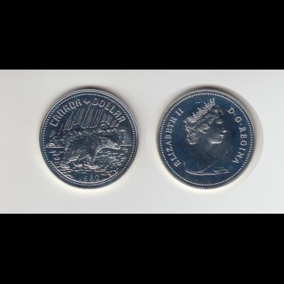 Silbermünze Kanada 1 Dollar 1980 100 Jahre Arktische Inseln Eisbär Stempelglanz