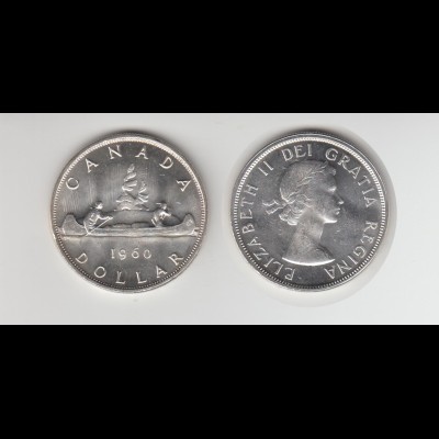 Silbermünze Kanada 1 Dollar 1960 Kanu 