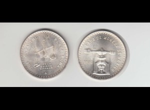 Silbermünze 1 OZ Mexiko Waage/Prägestock Münzprägung Ouza 1980