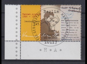 Bund 2566 Eckrand links unten 100. Geburtstag Hannah Arendt 145 C ESST Berlin